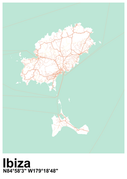 The island of Ibiza in beatiful nautical colours.